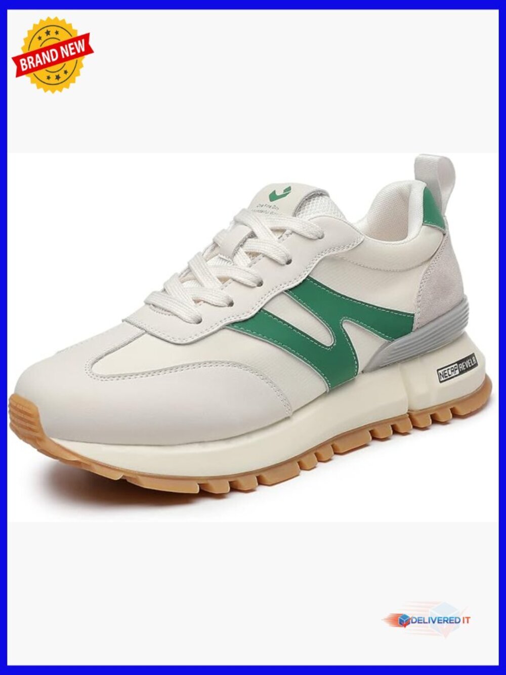 Genuine Leather Suede Patchwork Lace Up Walking Sneakers